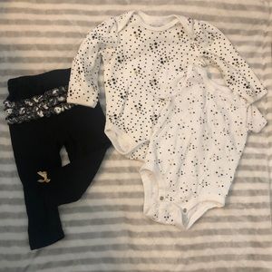 3 pc Black, White, & Gold outfit